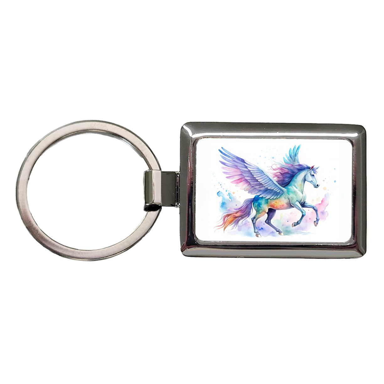 Pegasus Greek Mythology Watercolor Design Rectangle Metal Keychain