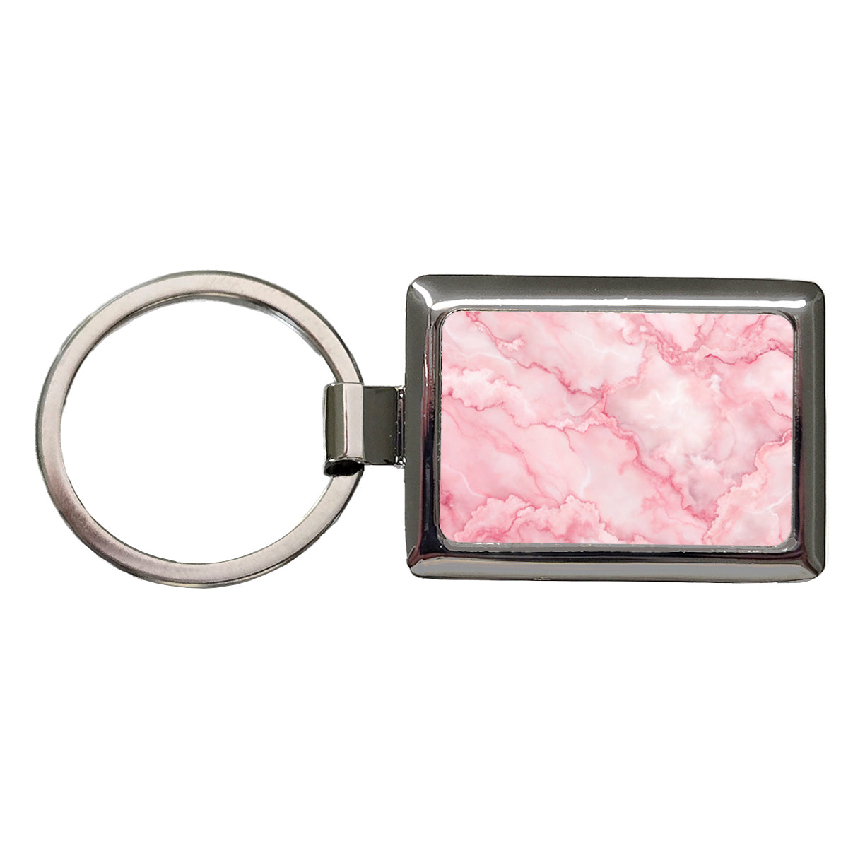Pink Marble Background Watercolor Rectangle Metal Keychain
