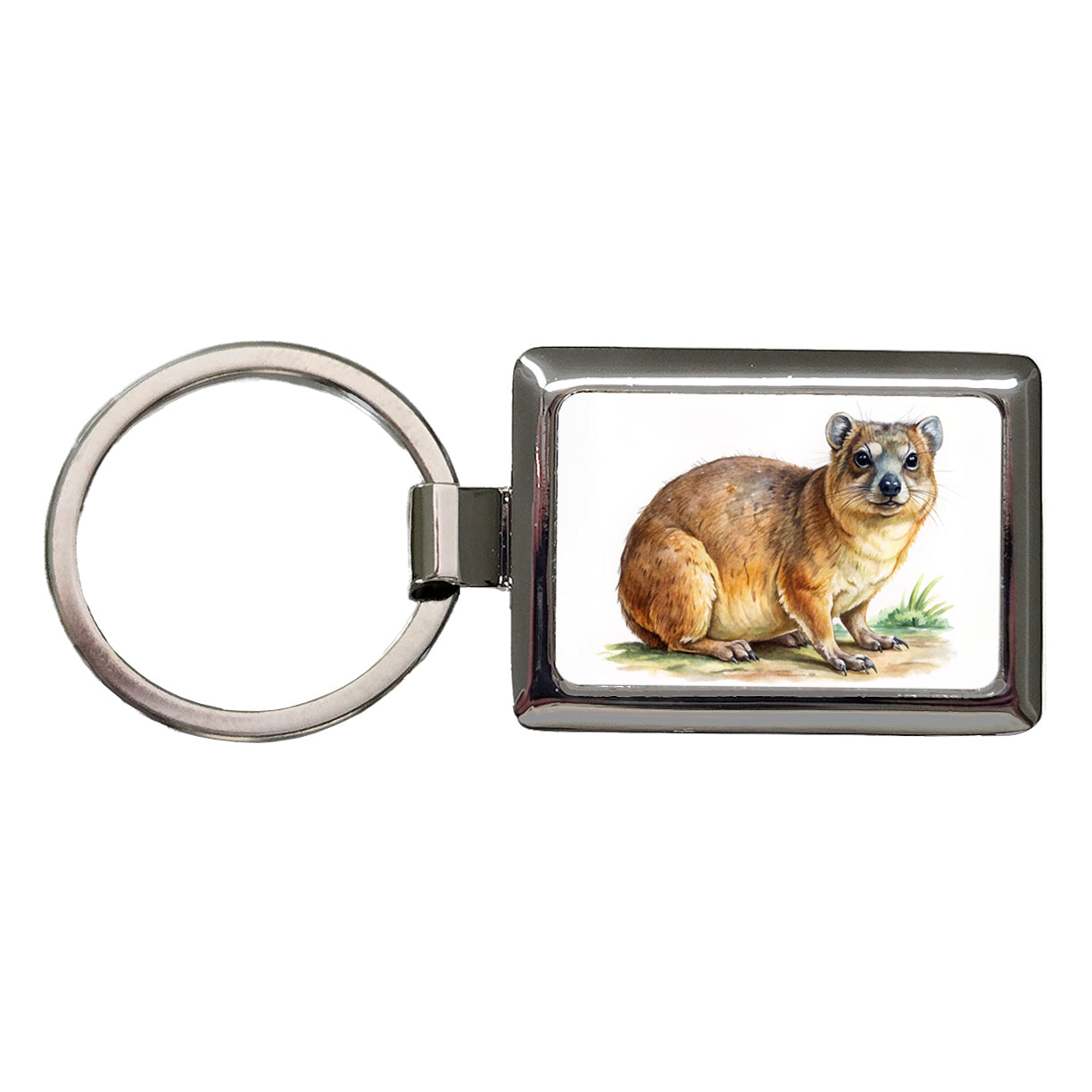 Rock Hyrax Dassie Watercolor Rectangle Metal Keychain