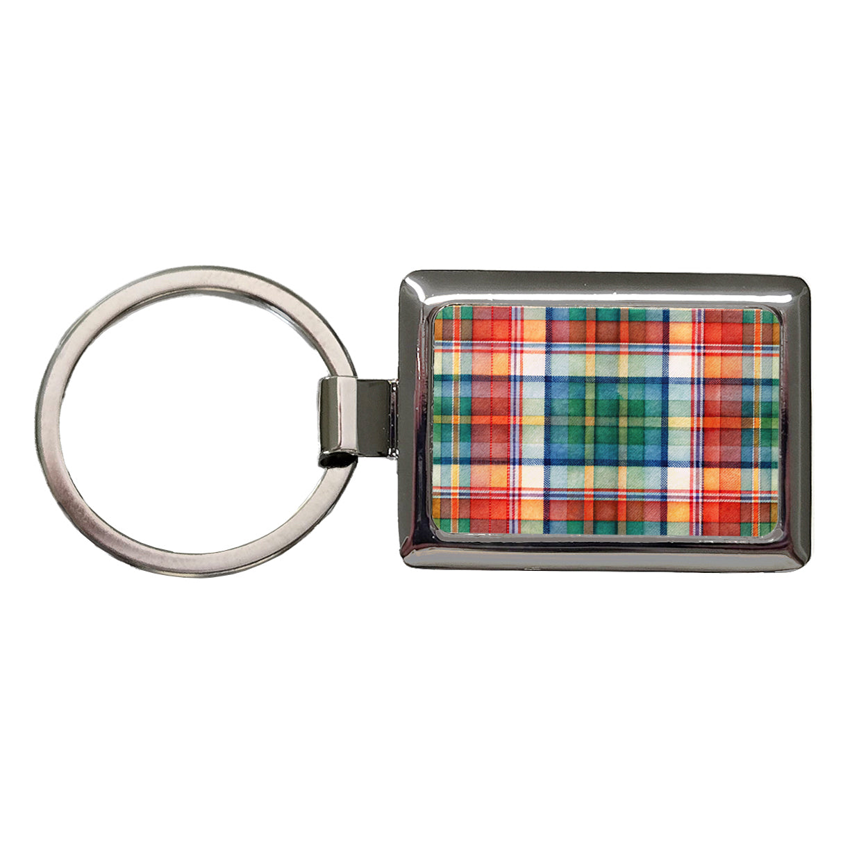 Tartan Plaid Watercolor Rectangle Metal Keychain