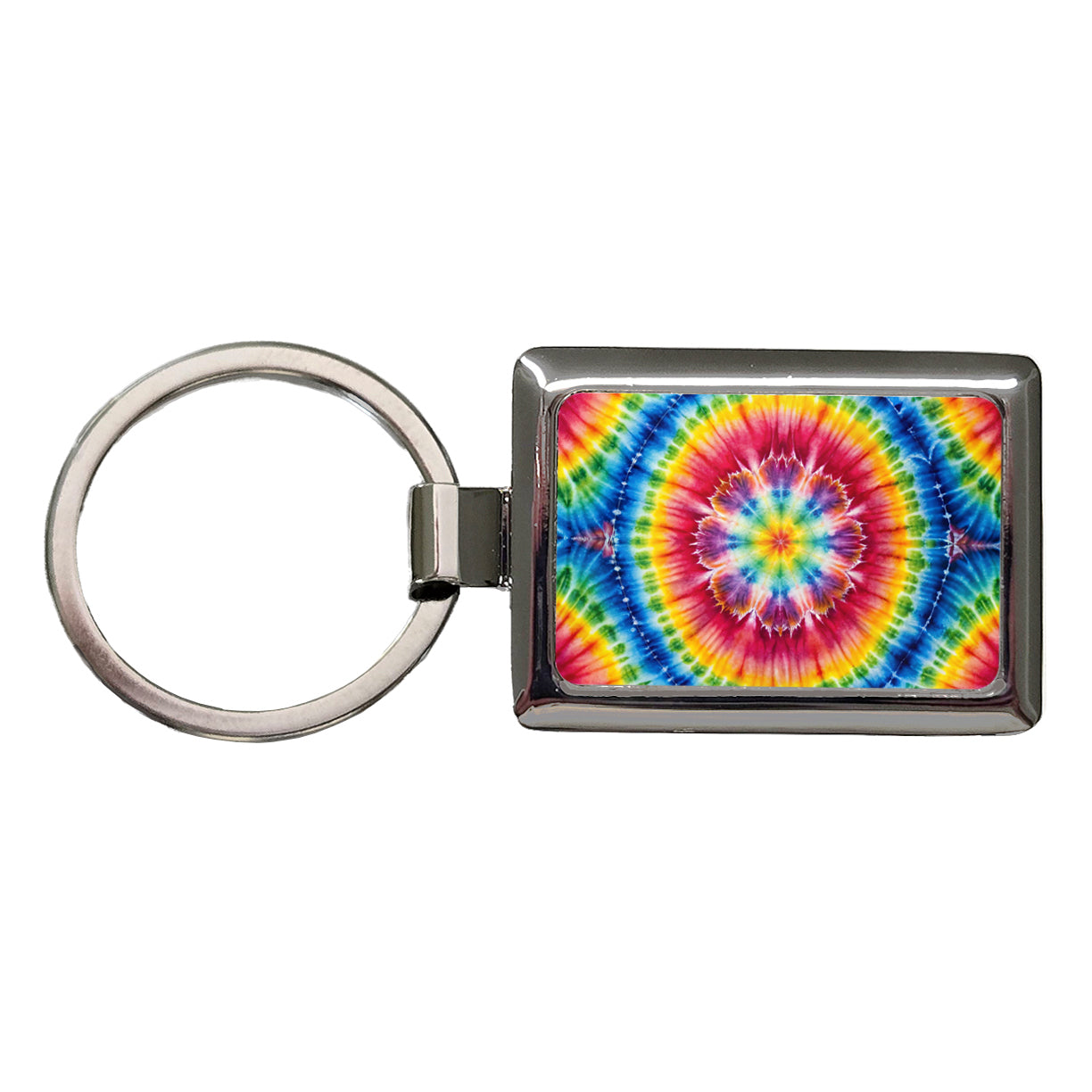 Tie Dye Pattern Watercolor Rectangle Metal Keychain