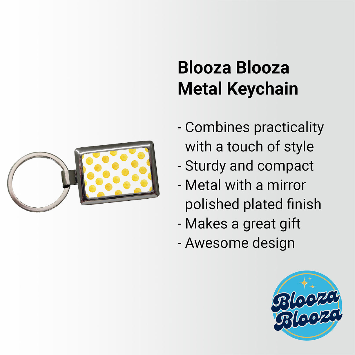 Yellow Polka Dots White Background Rectangle Metal Keychain