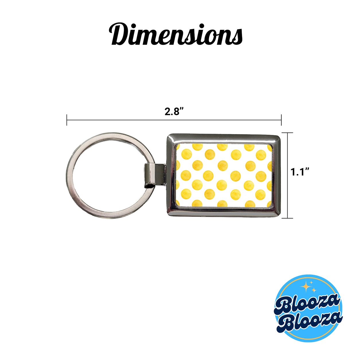 Yellow Polka Dots White Background Rectangle Metal Keychain
