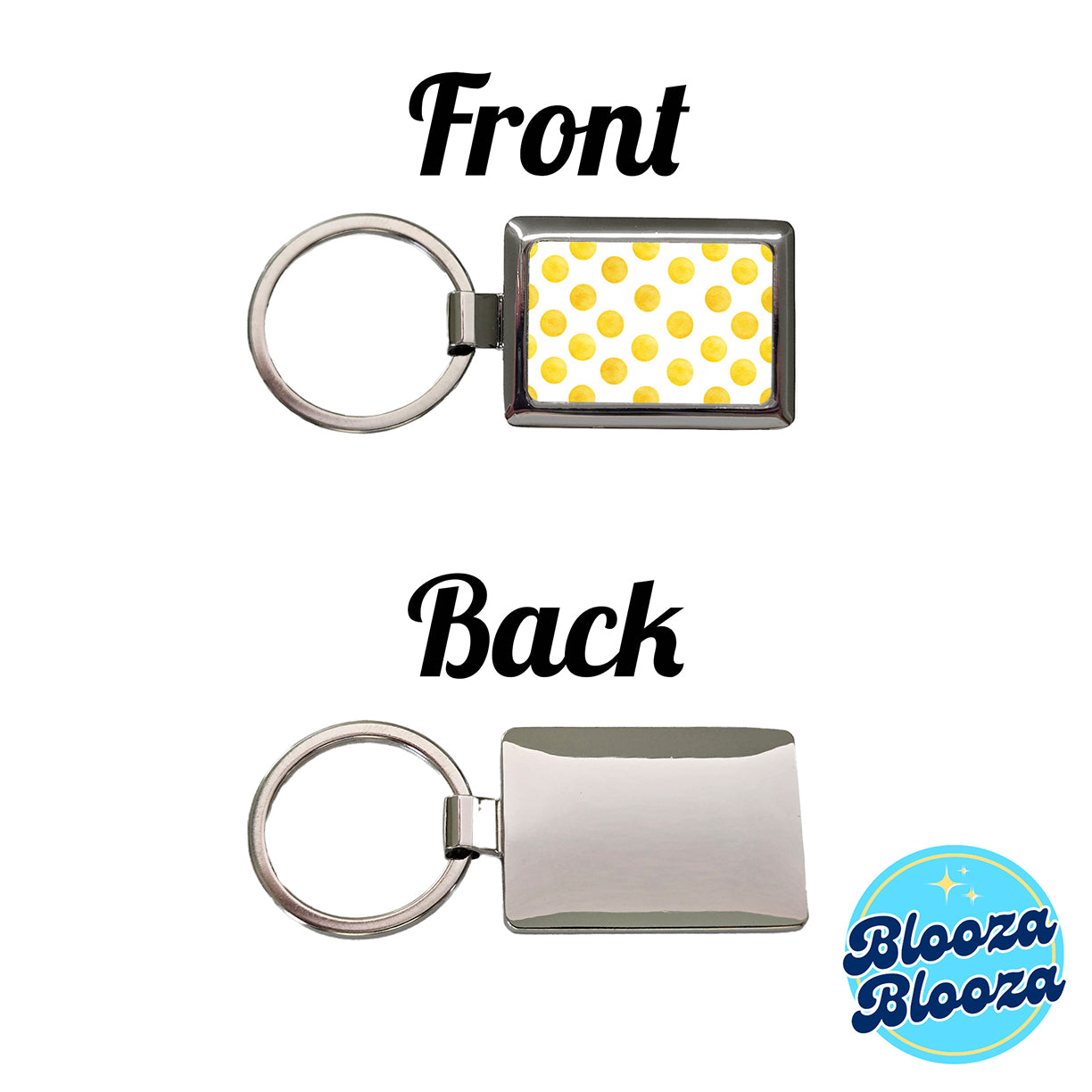 Yellow Polka Dots White Background Rectangle Metal Keychain