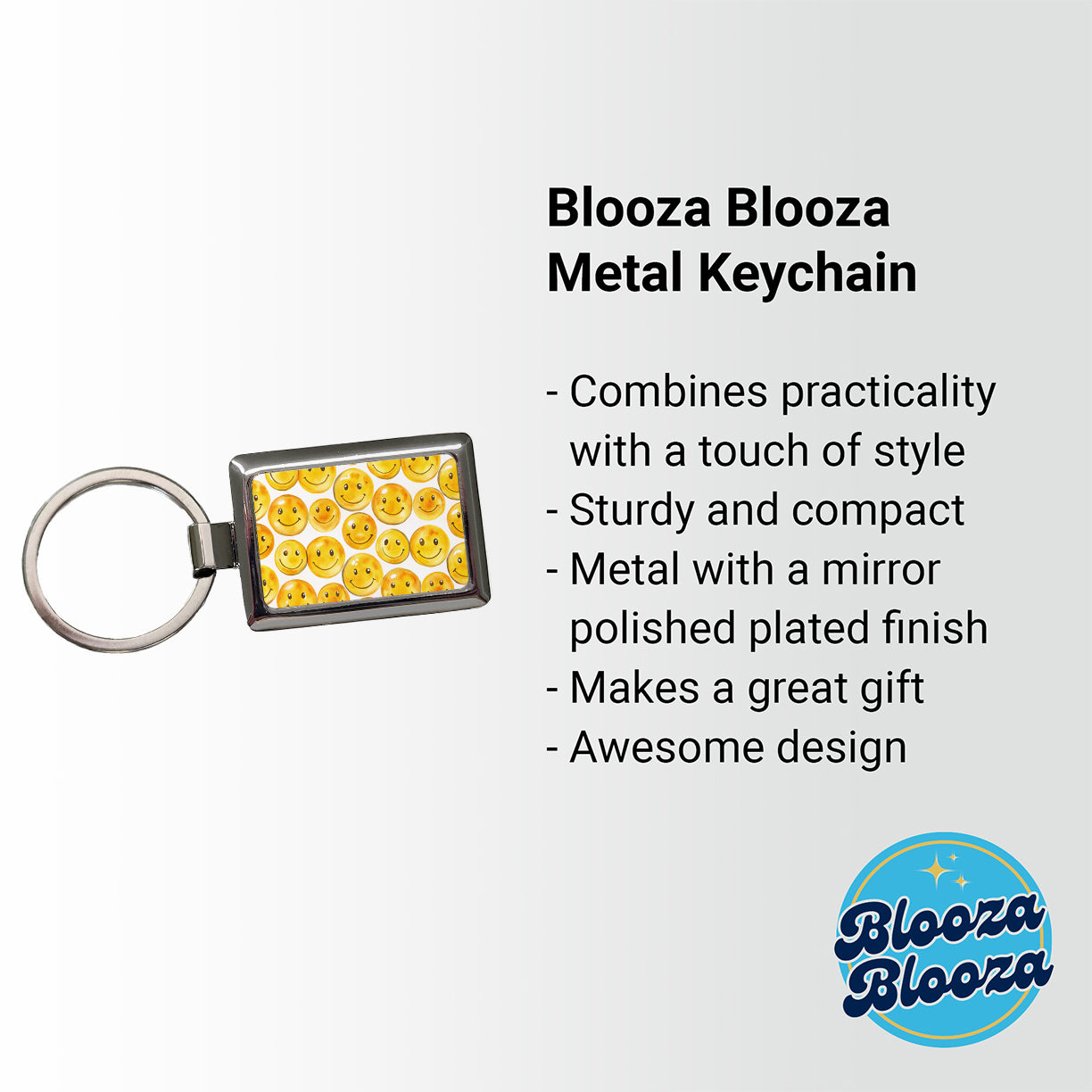 Yellow Smile Faces Watercolor Rectangle Metal Keychain