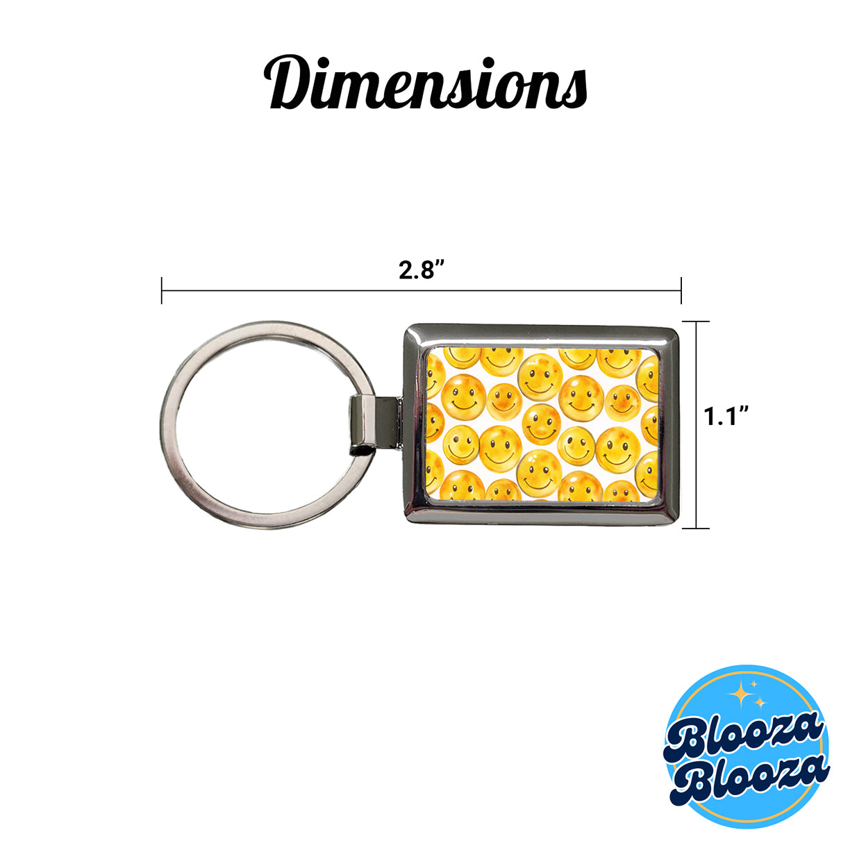Yellow Smile Faces Watercolor Rectangle Metal Keychain