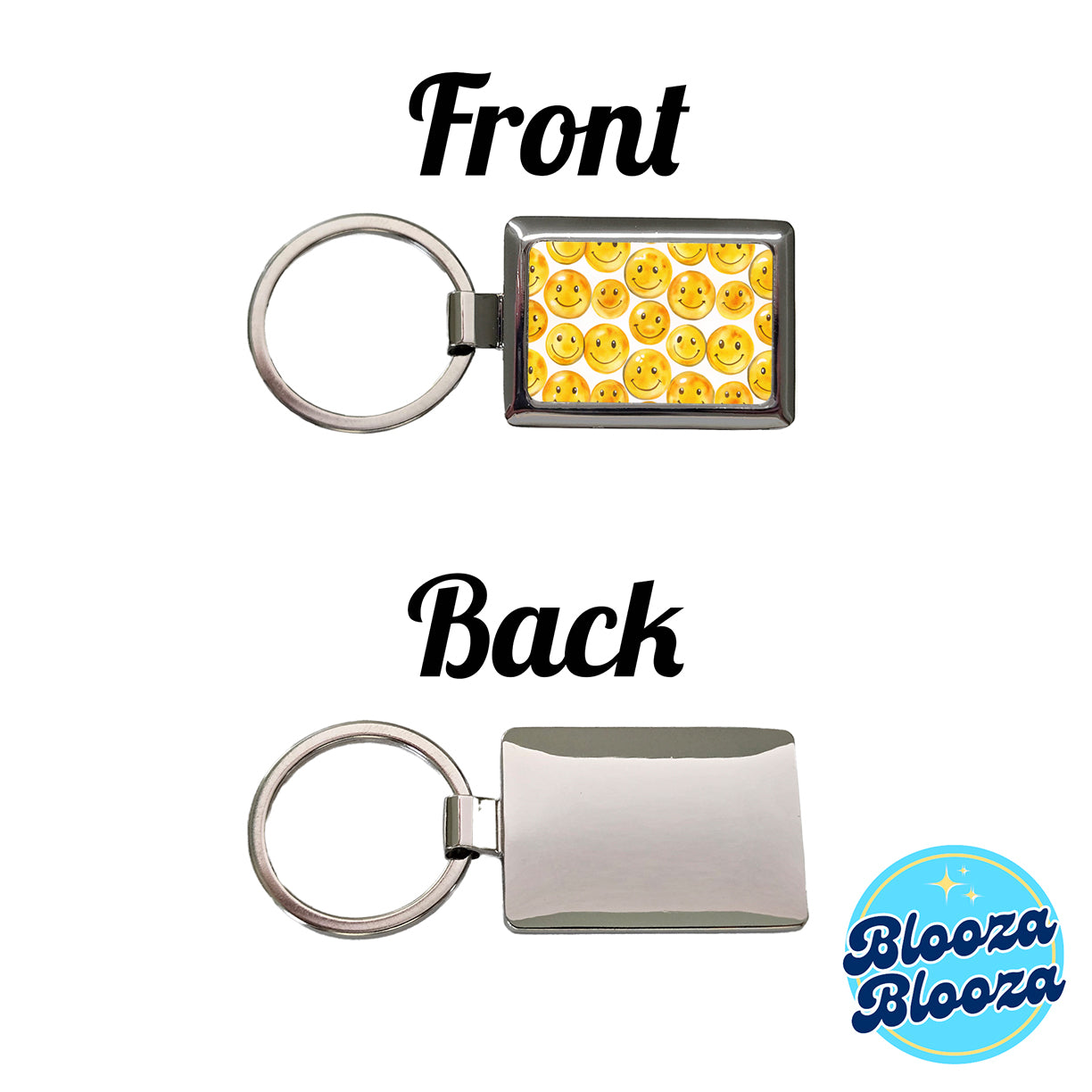 Yellow Smile Faces Watercolor Rectangle Metal Keychain