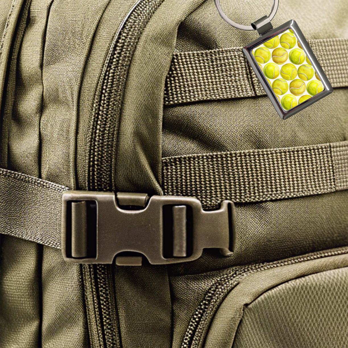 Yellow Tennis Balls Watercolor Rectangle Metal Keychain