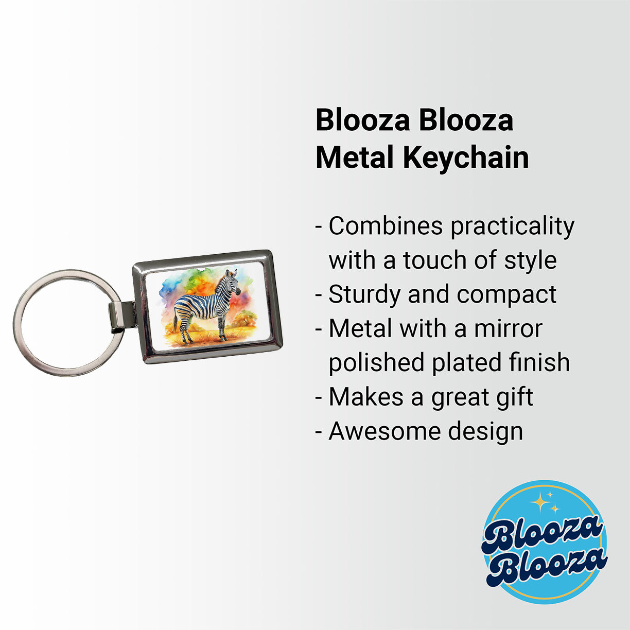 Zebra African Plain Watercolor Design Rectangle Metal Keychain