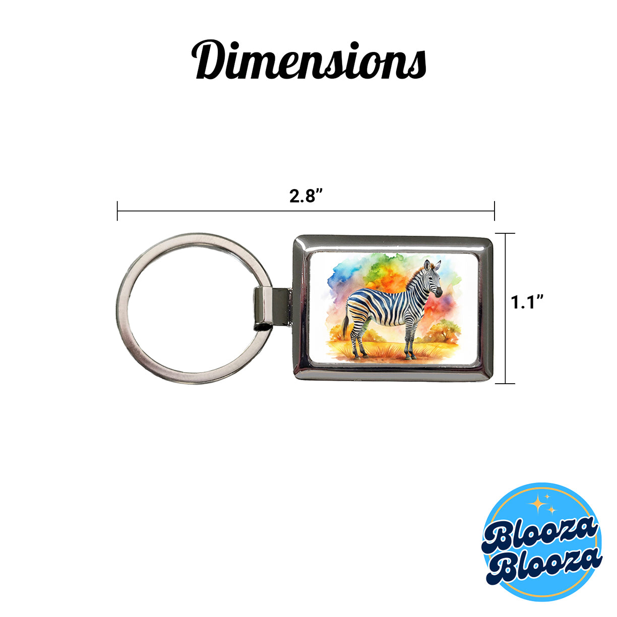 Zebra African Plain Watercolor Design Rectangle Metal Keychain