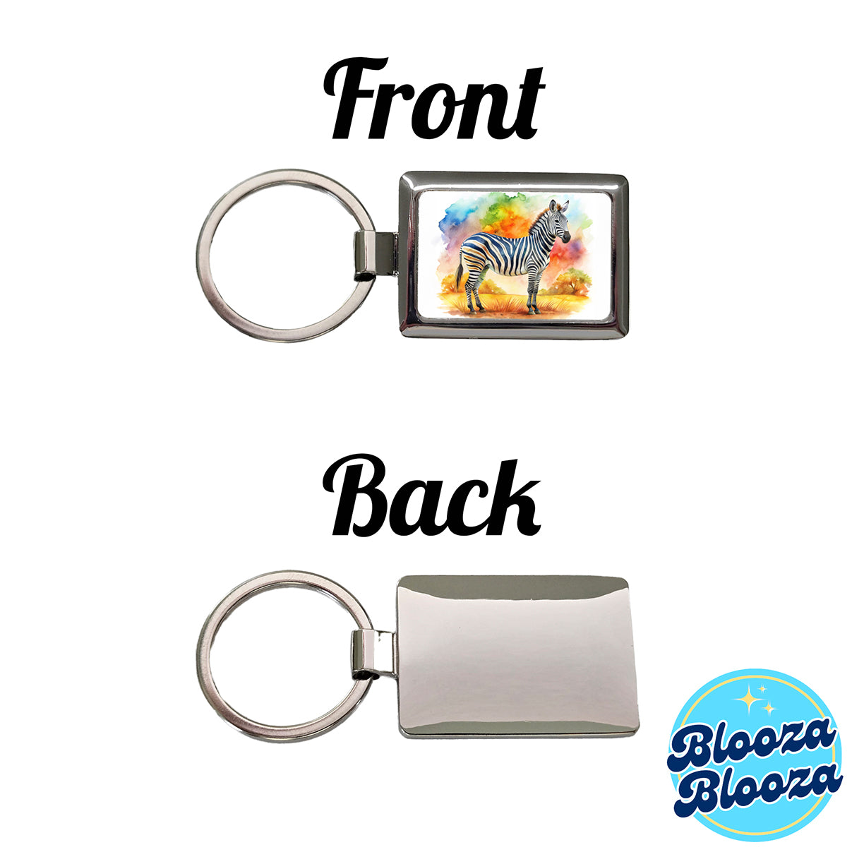 Zebra African Plain Watercolor Design Rectangle Metal Keychain