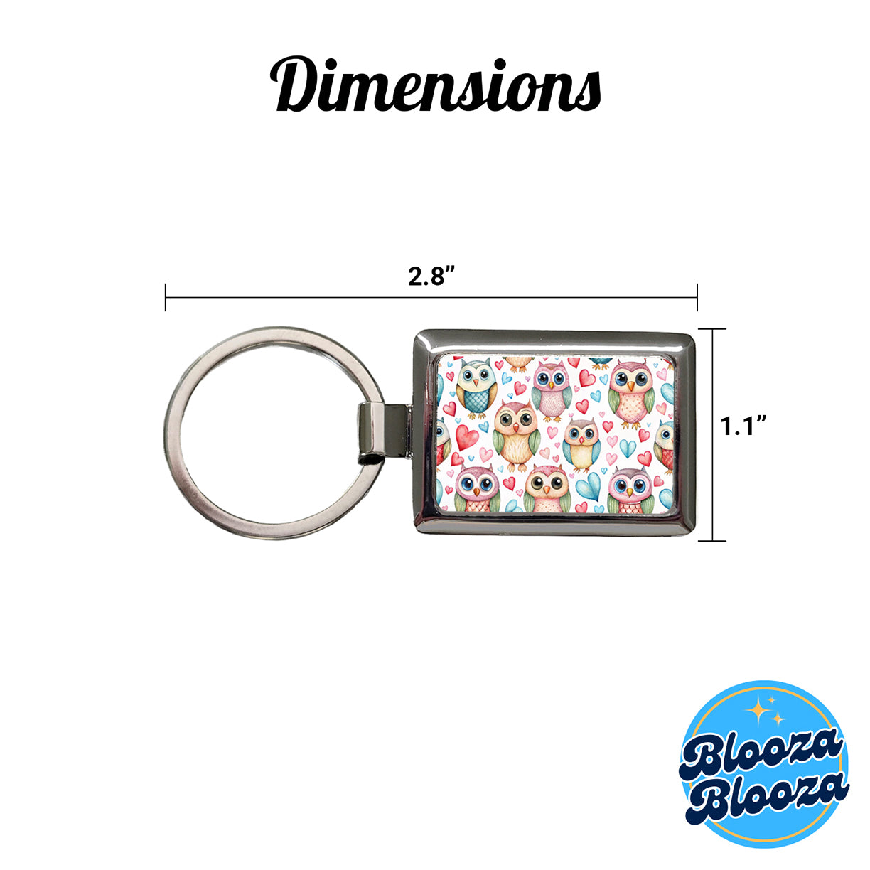 Adorable Owls And Hearts Rectangle Metal Keychain