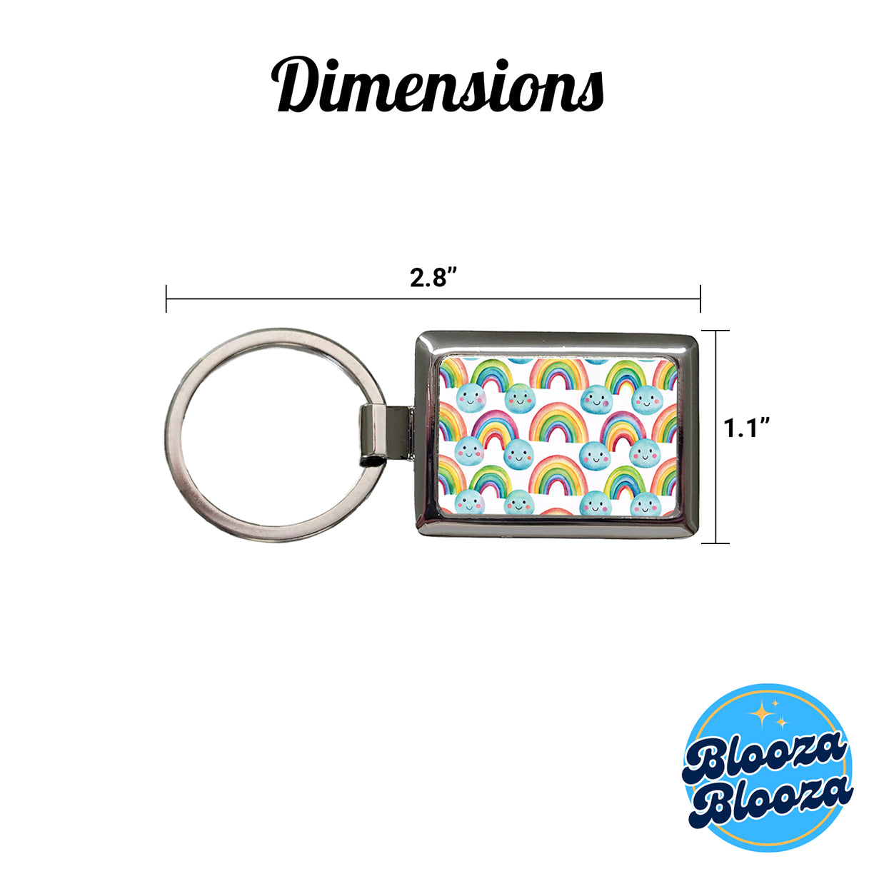 Adorable Smiling Rainbows Clouds Rectangle Metal Keychain