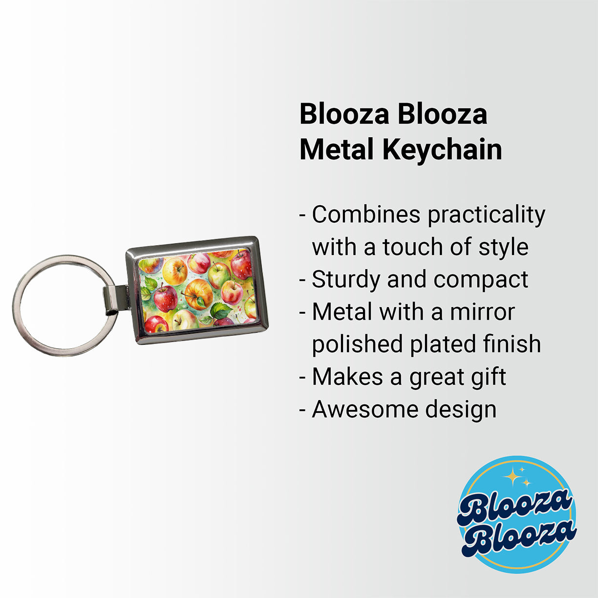 Apples Fruit Watercolor Rectangle Metal Keychain