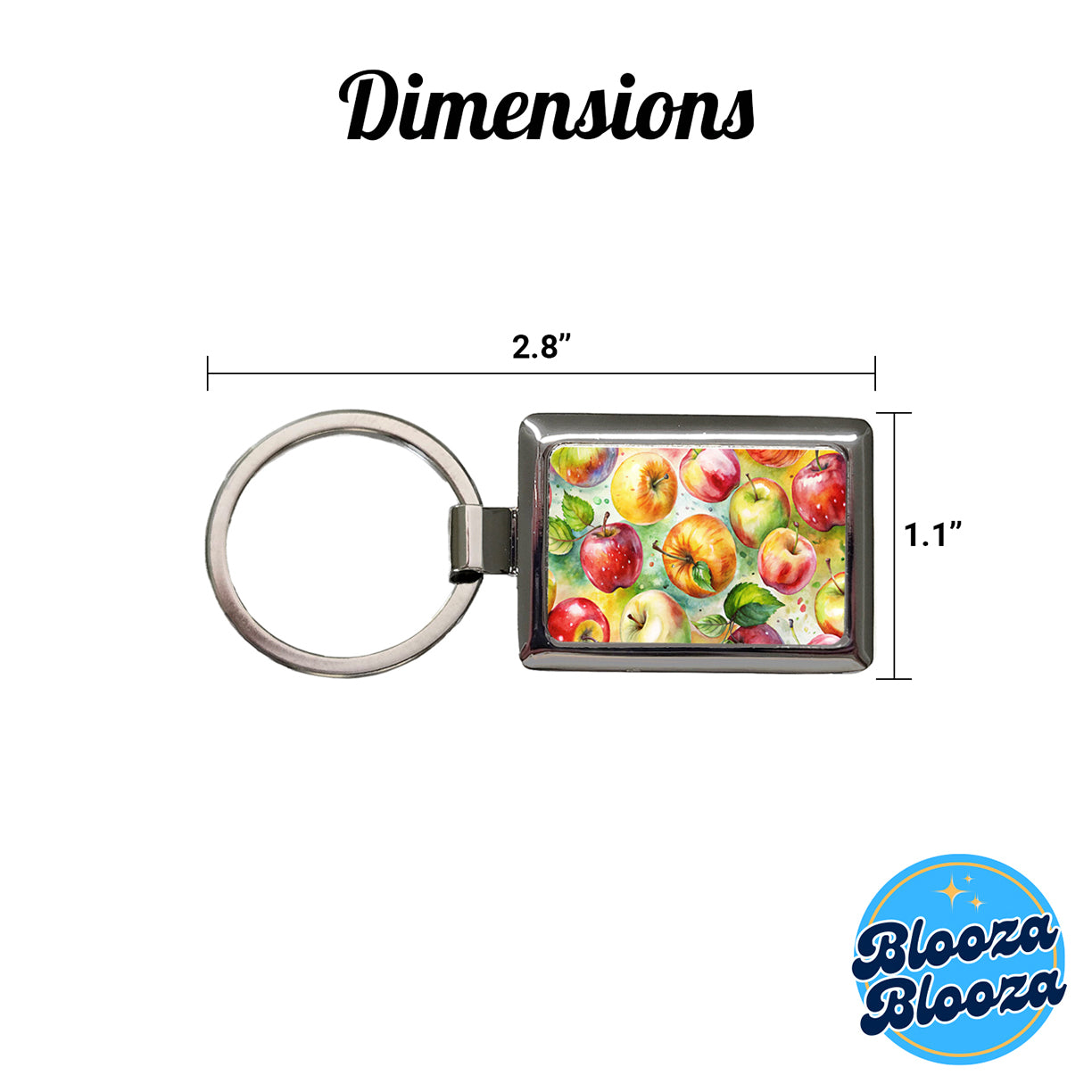 Apples Fruit Watercolor Rectangle Metal Keychain