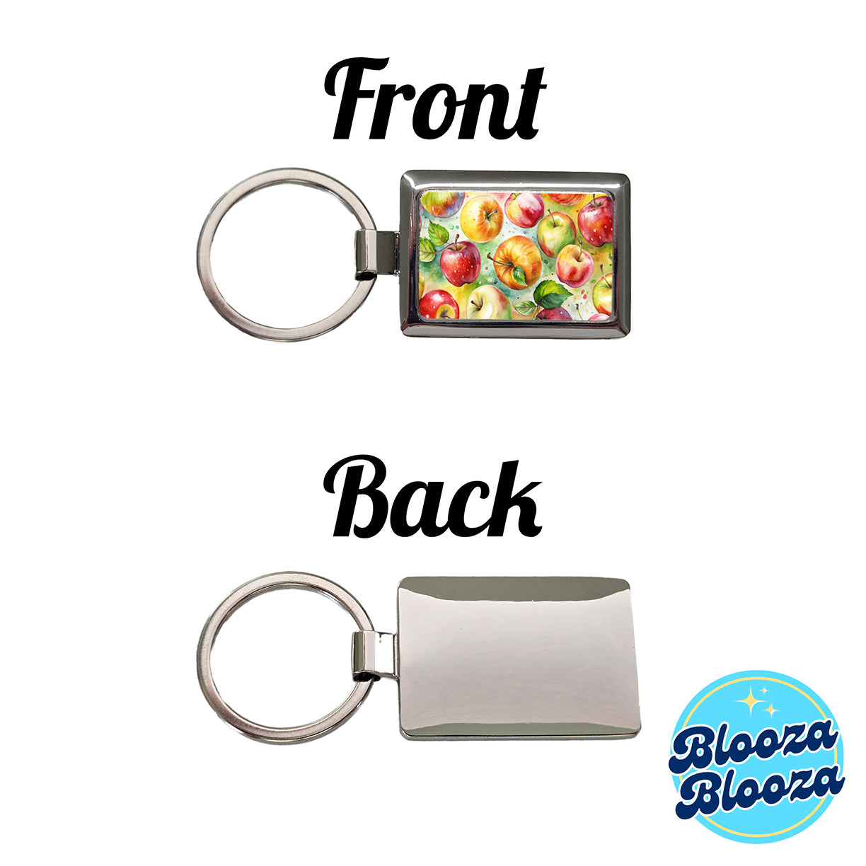 Apples Fruit Watercolor Rectangle Metal Keychain