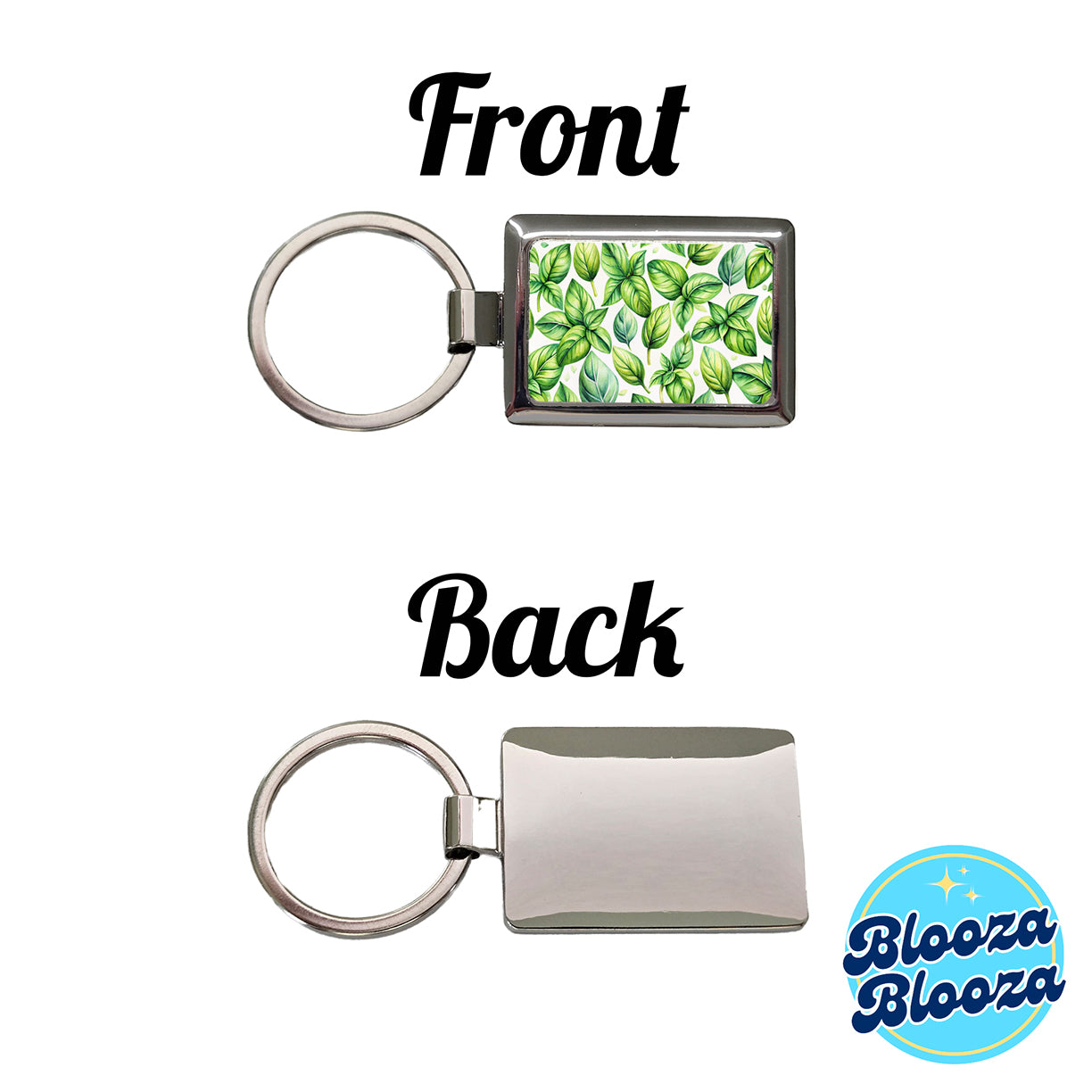 Basil Herbs Watercolor Rectangle Metal Keychain