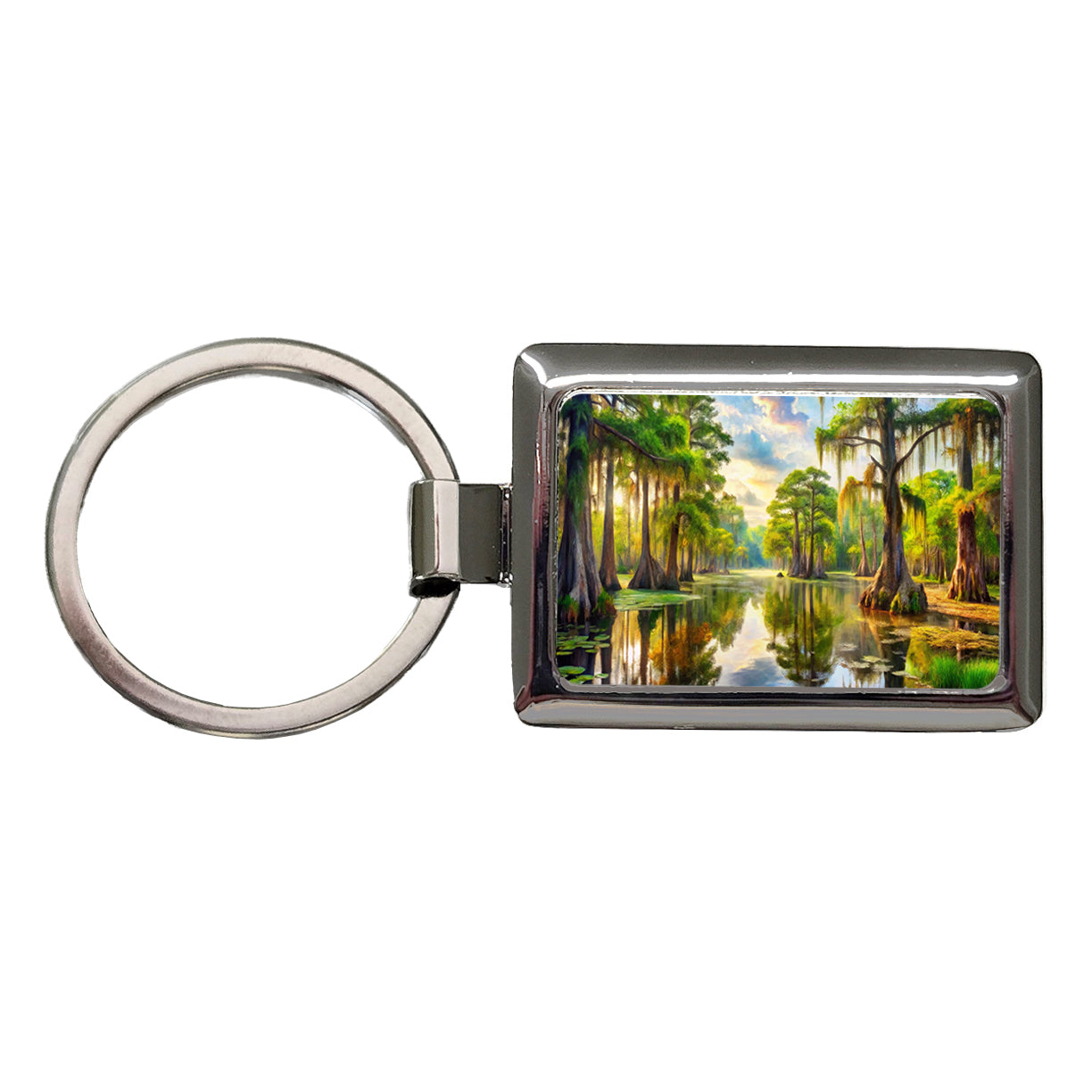 Beautiful Swamp Everglades Watercolor Rectangle Metal Keychain