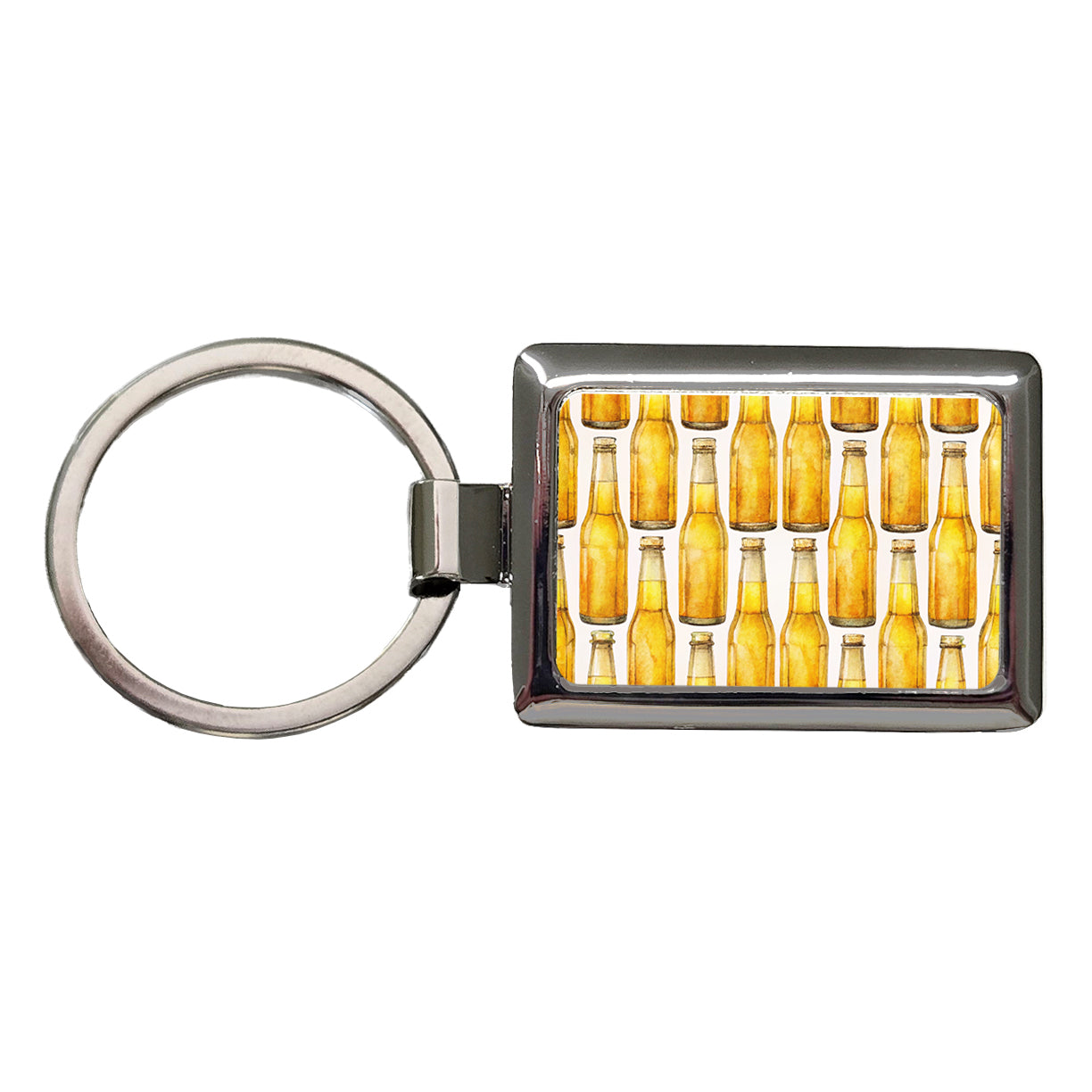 Bunch Of Beer Bottles Rectangle Metal Keychain