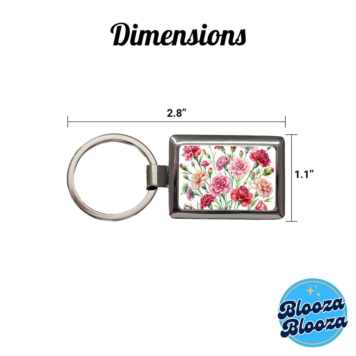 Carnations Flowers Watercolor Rectangle Metal Keychain