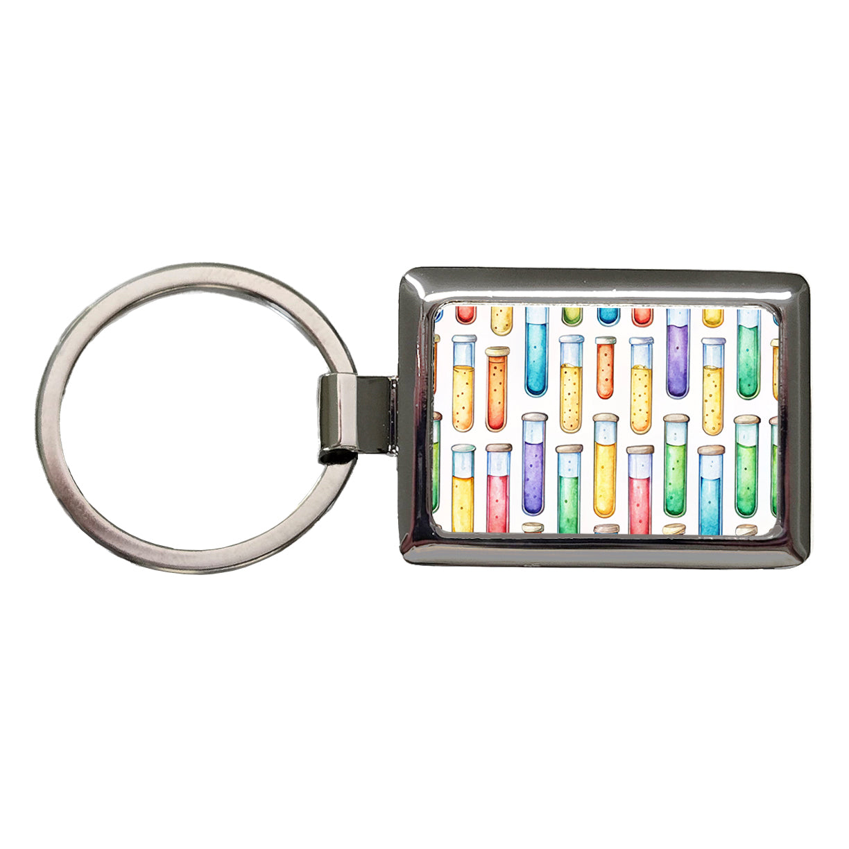 Cartoon Test Tubes Science Teacher Scientist Rectangle Metal Keychain
