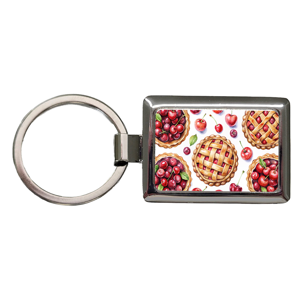 Cherry Pies Bursting Rectangle Metal Keychain