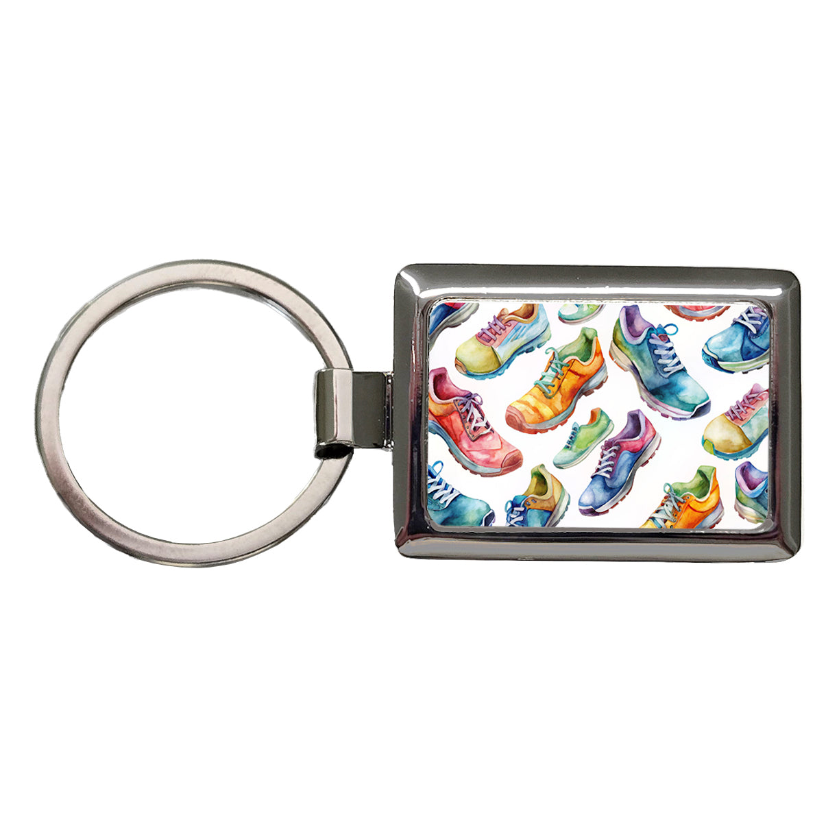 Colorful Running Shoes Runners Rectangle Metal Keychain