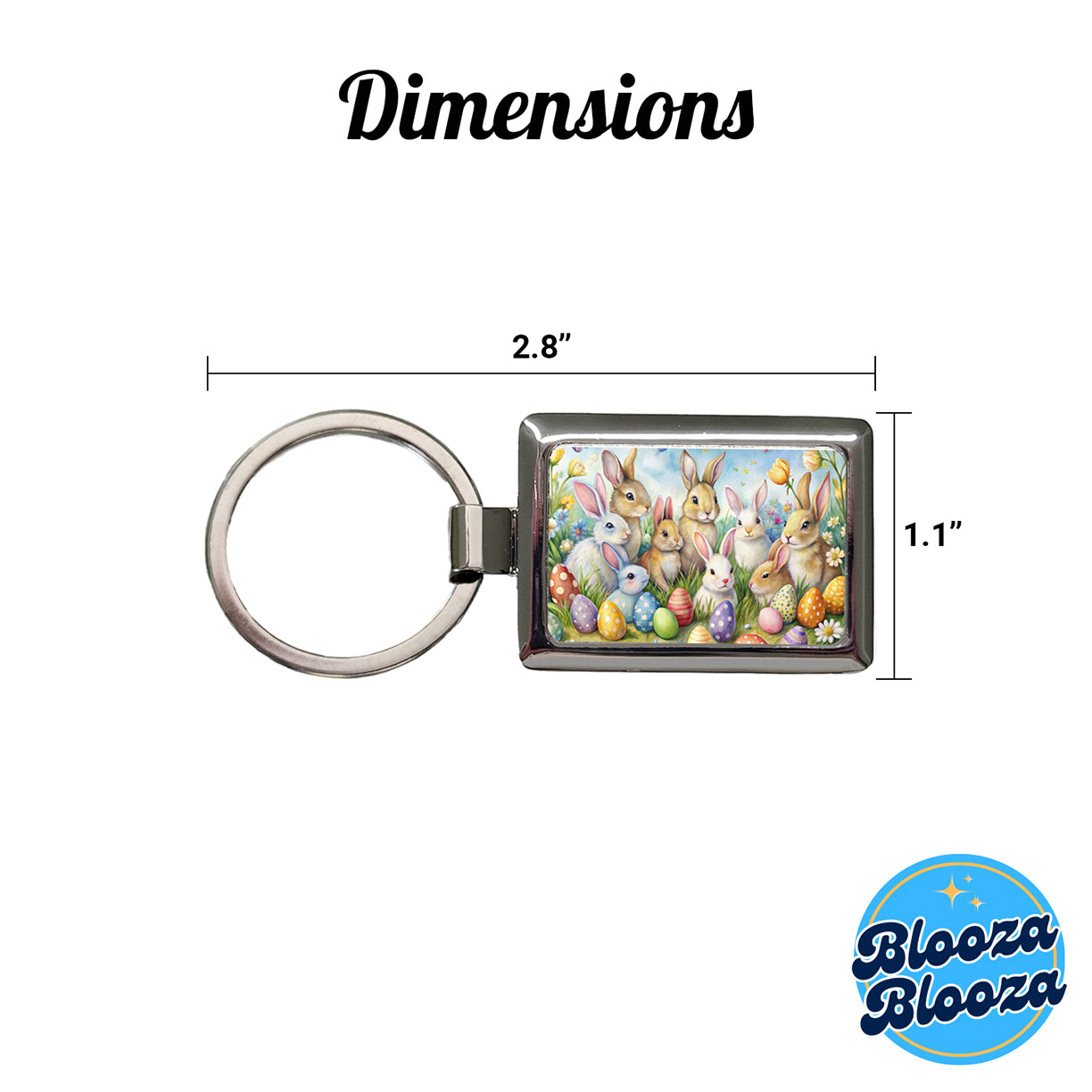 Easter Bunnies Watercolor Rectangle Metal Keychain