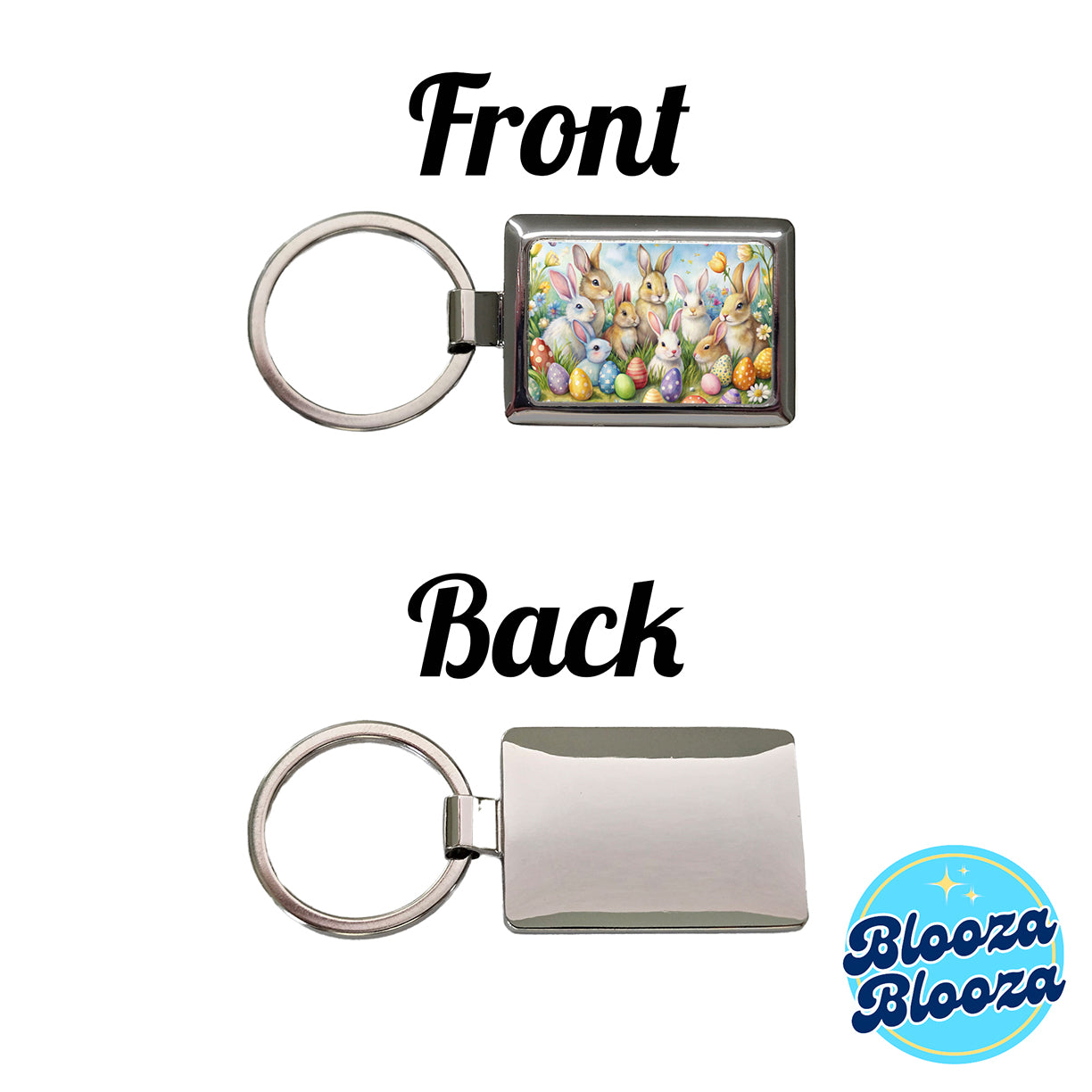 Easter Bunnies Watercolor Rectangle Metal Keychain