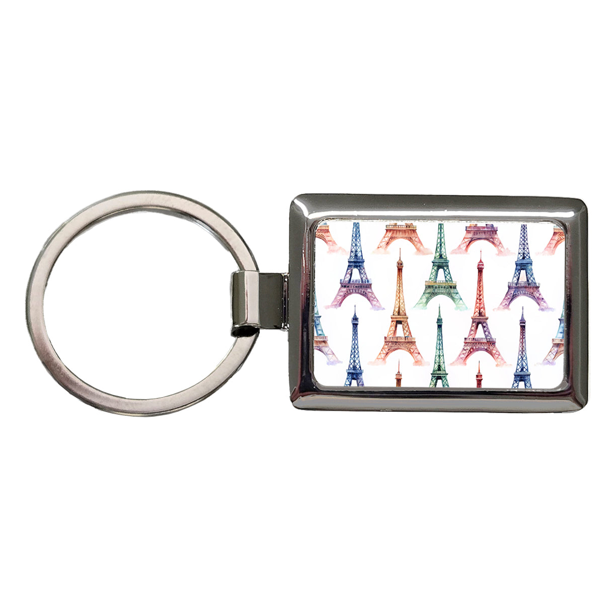 Eiffel Towers Paris City Beautiful Rectangle Metal Keychain