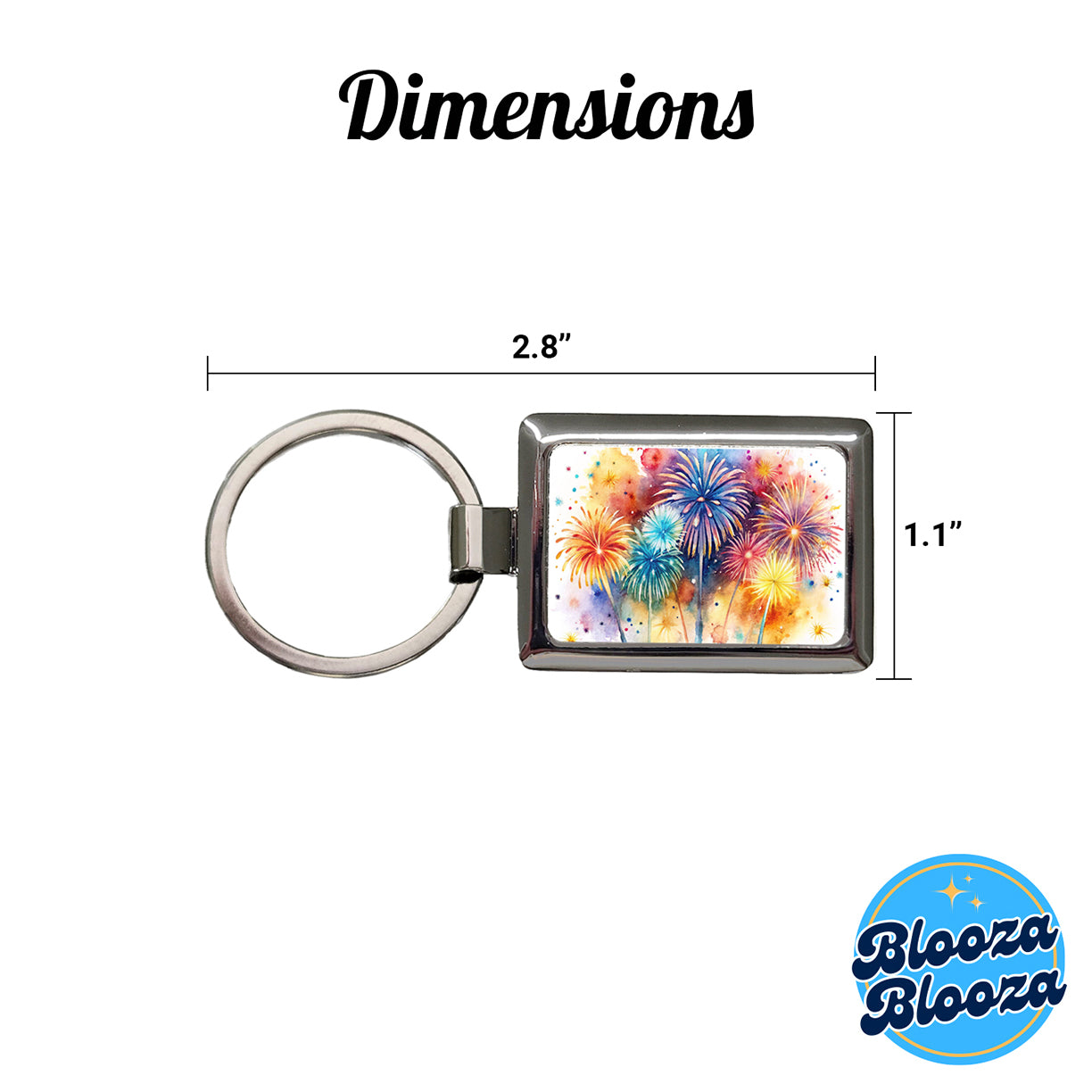 Fireworks Colorful Rectangle Metal Keychain