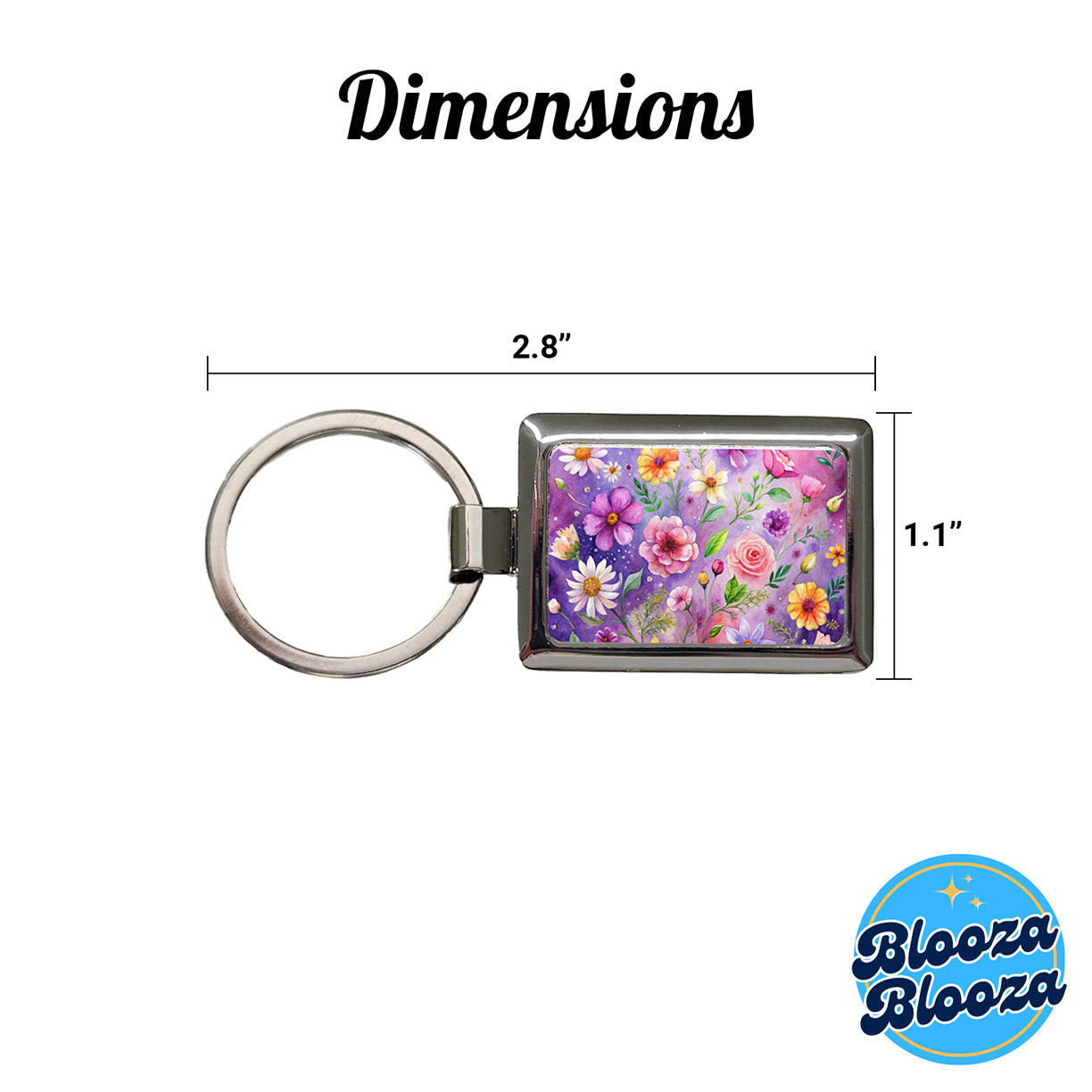 Flowers Purple Background Watercolor Rectangle Metal Keychain
