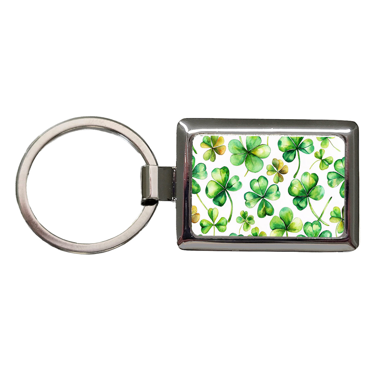 Four Leaf Clovers Ireland St. Patrick's Day Rectangle Metal Keychain