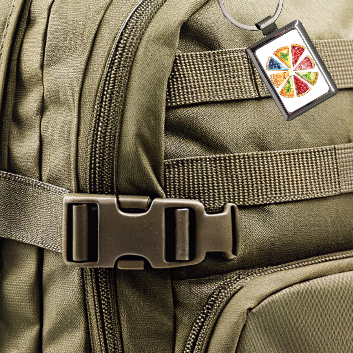 Fruit Pie Slices Rectangle Metal Keychain