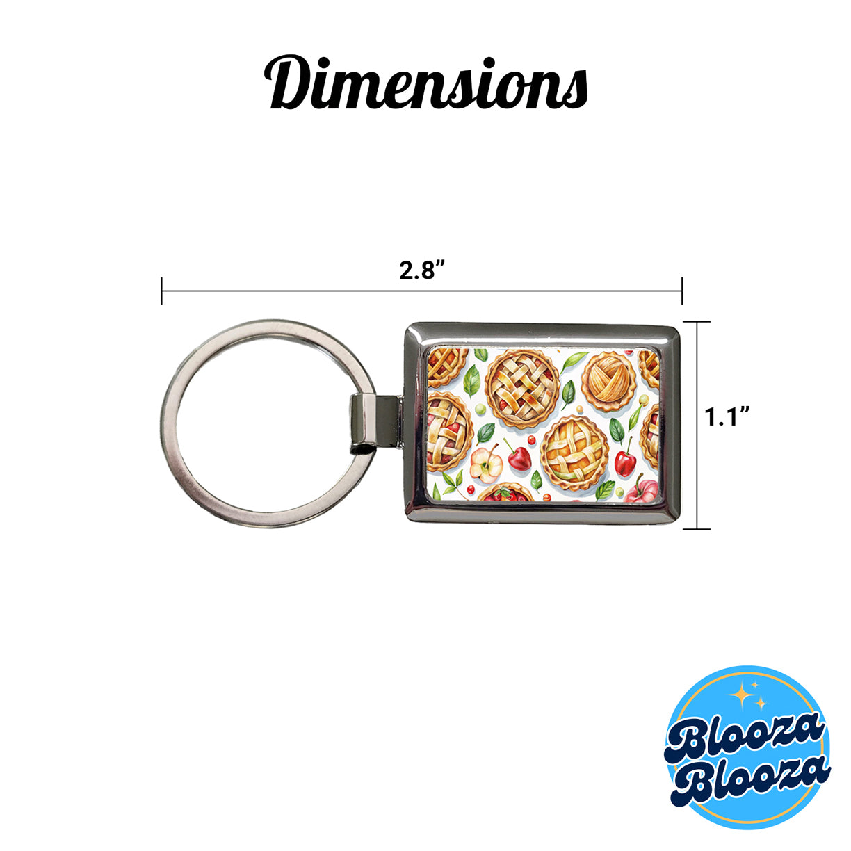 Fruit Pies Apple Cherry Rectangle Metal Keychain