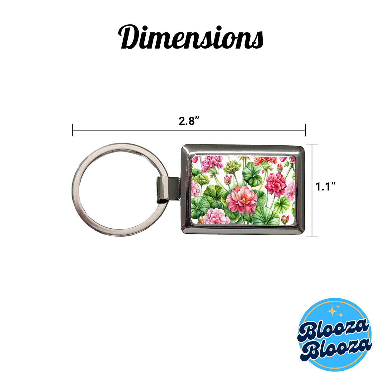 Geraniums Flowers Watercolor Rectangle Metal Keychain