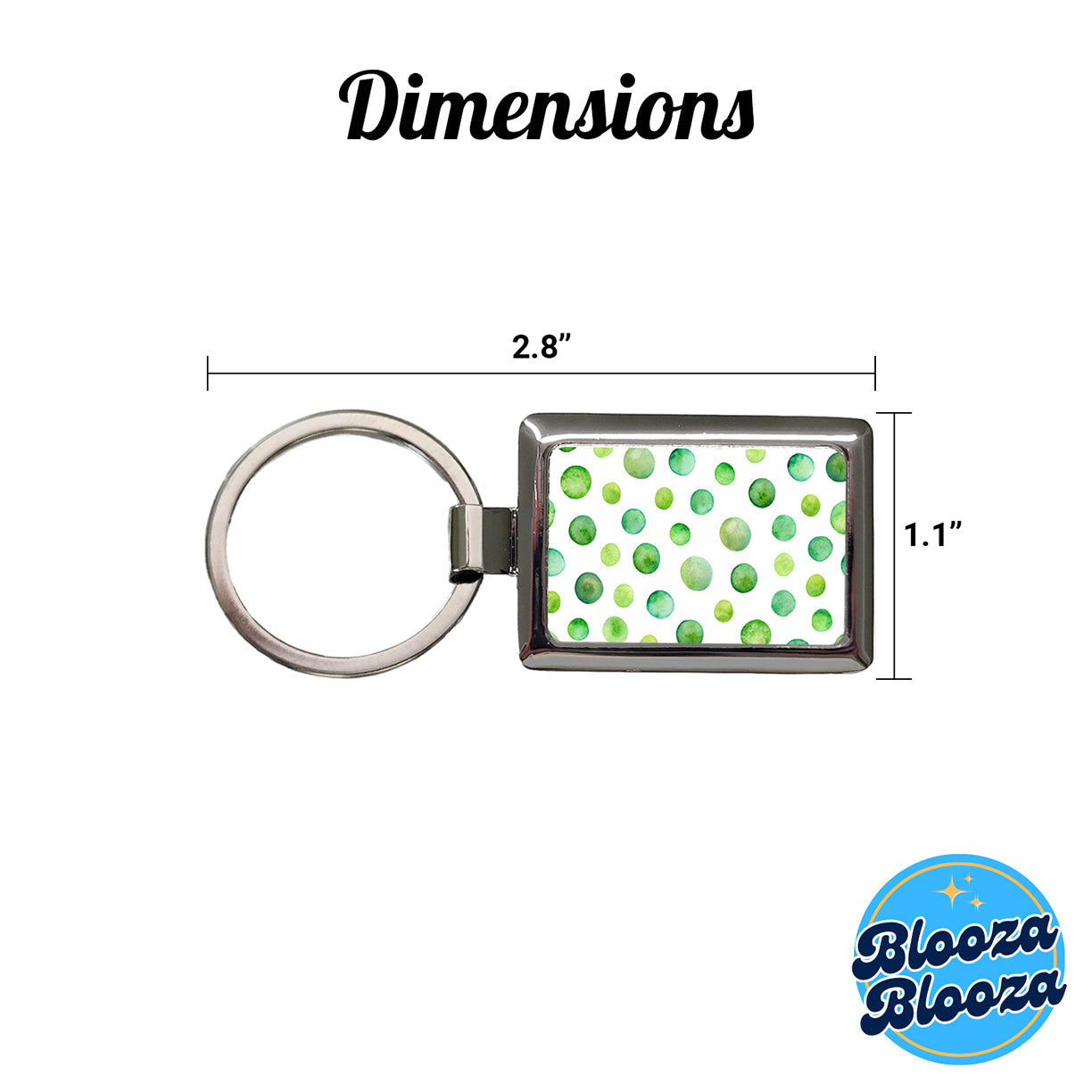 Green Polka Dots Fun White Background Rectangle Metal Keychain