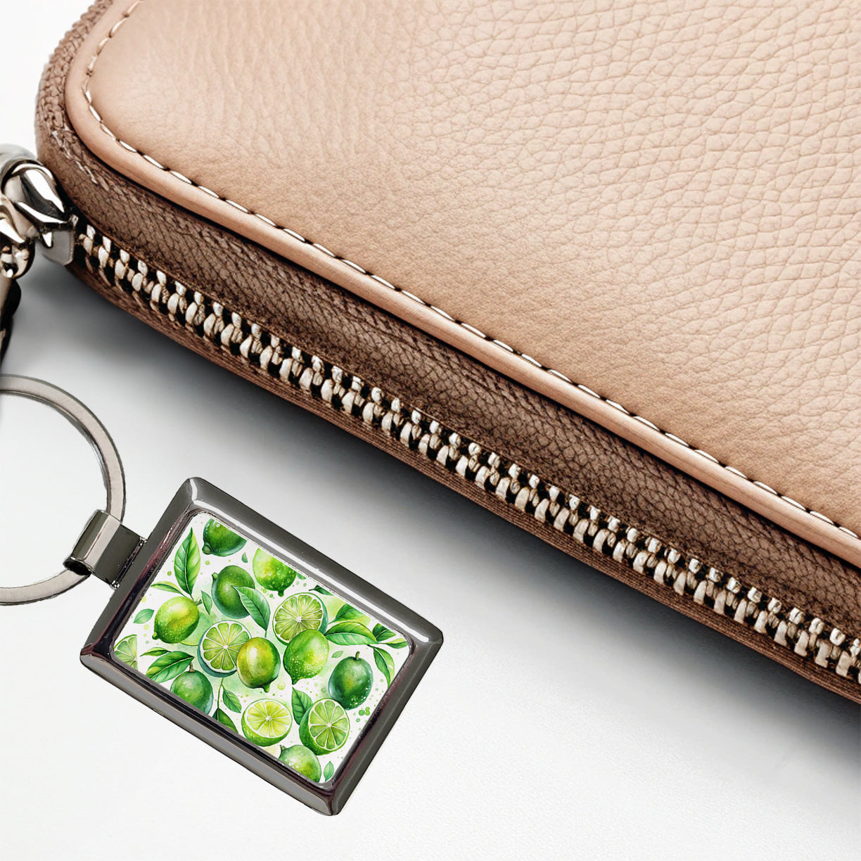 Limes Fruit Watercolor Rectangle Metal Keychain