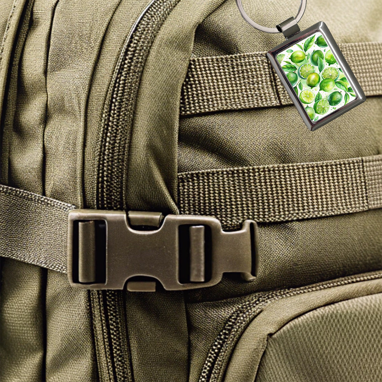 Limes Fruit Watercolor Rectangle Metal Keychain