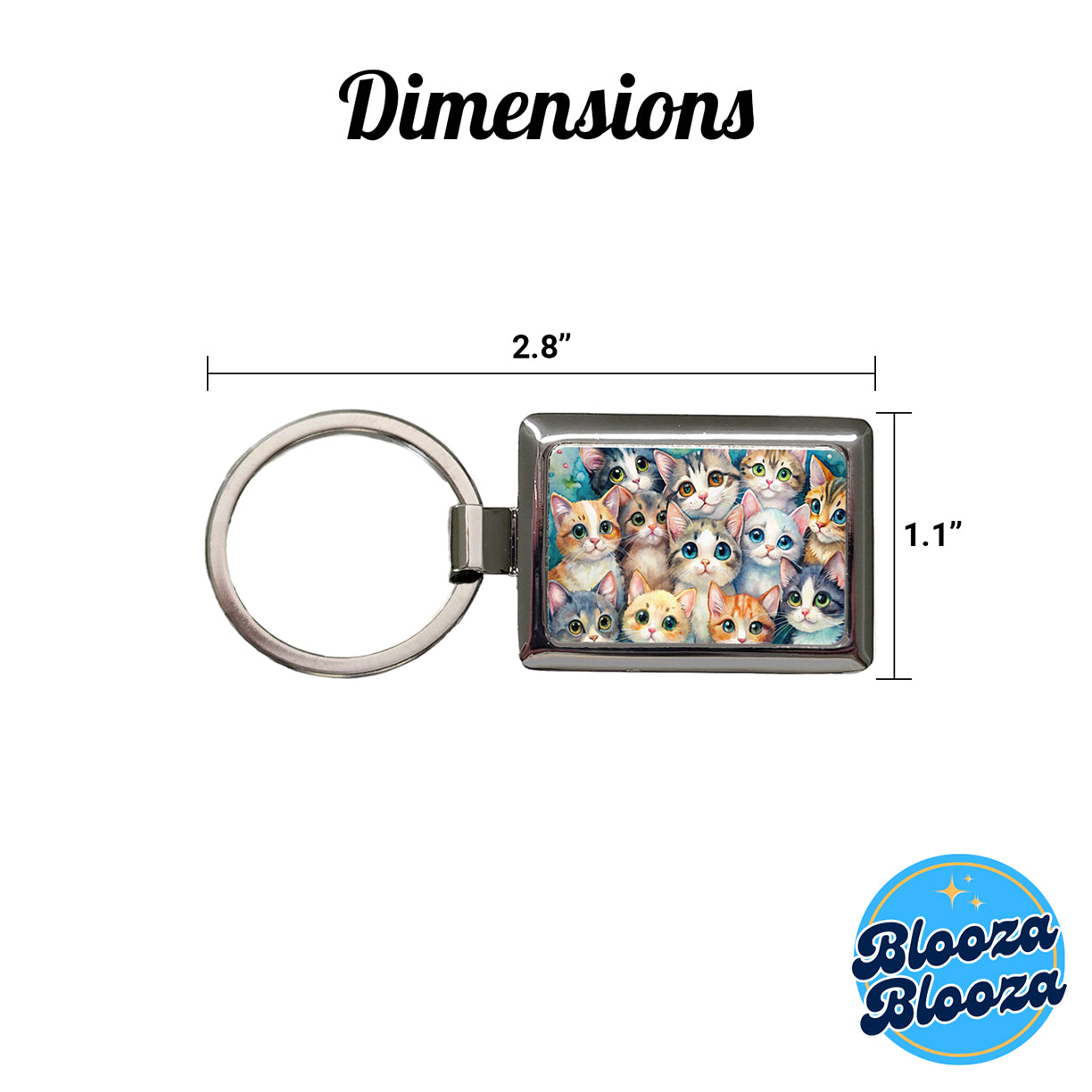 Lots Of Adorable Cats Watercolor Rectangle Metal Keychain