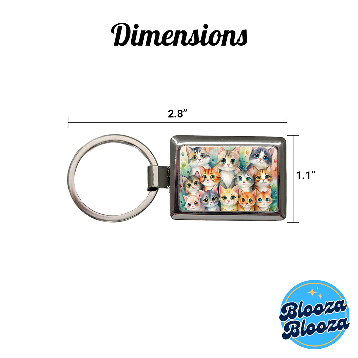 Lots Of Cute Cats Watercolor Rectangle Metal Keychain