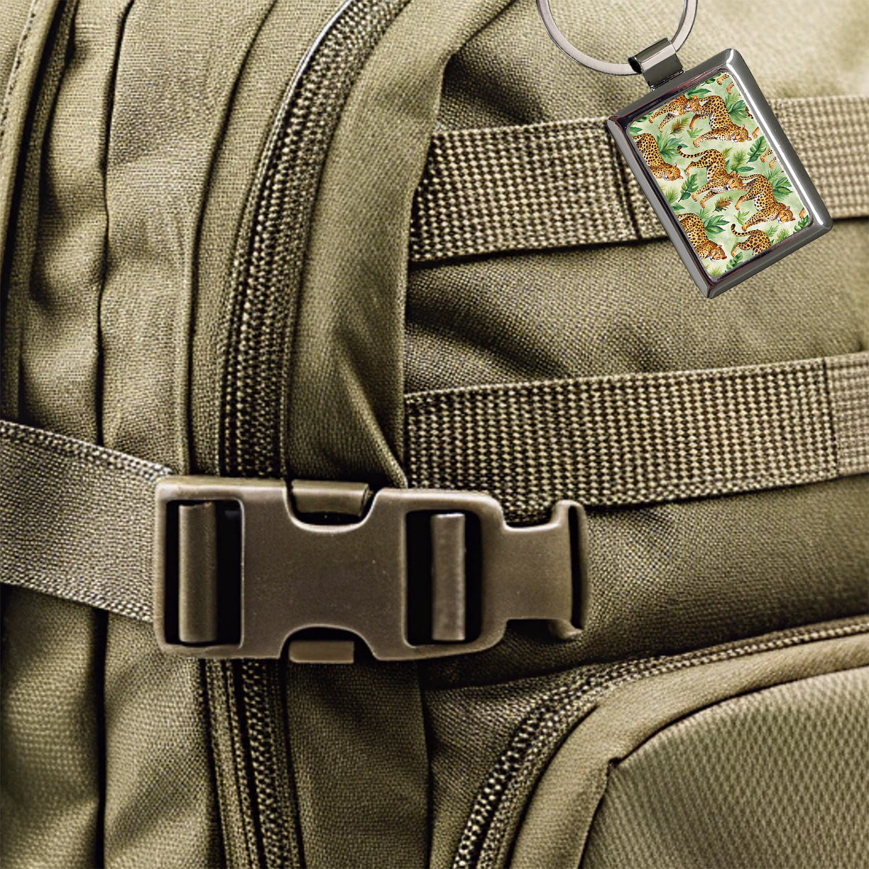 Lots Of Leopards Rectangle Metal Keychain