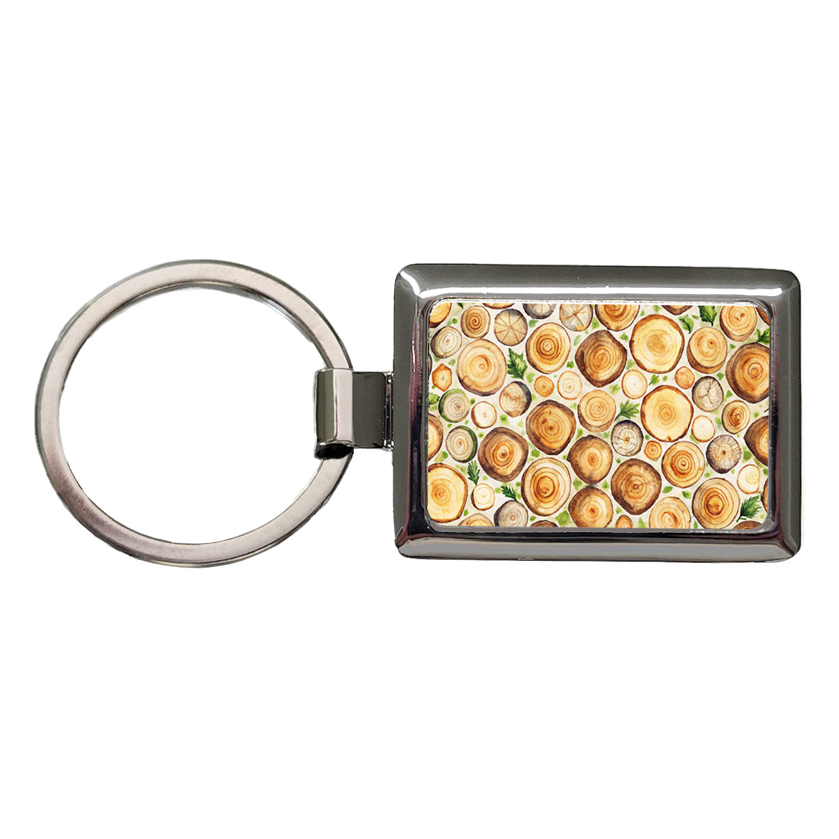 Lots Of Logs Rectangle Metal Keychain