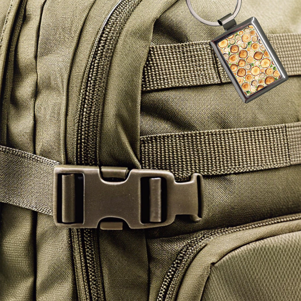 Lots Of Logs Rectangle Metal Keychain