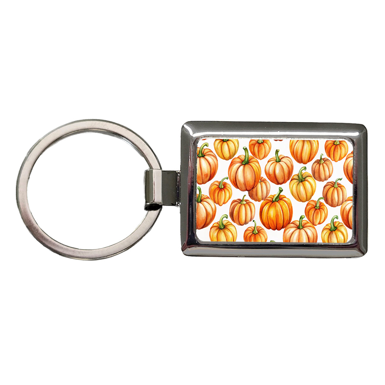 Lots Of Orange Pumpkins Fall Autumn Halloween Rectangle Metal Keychain