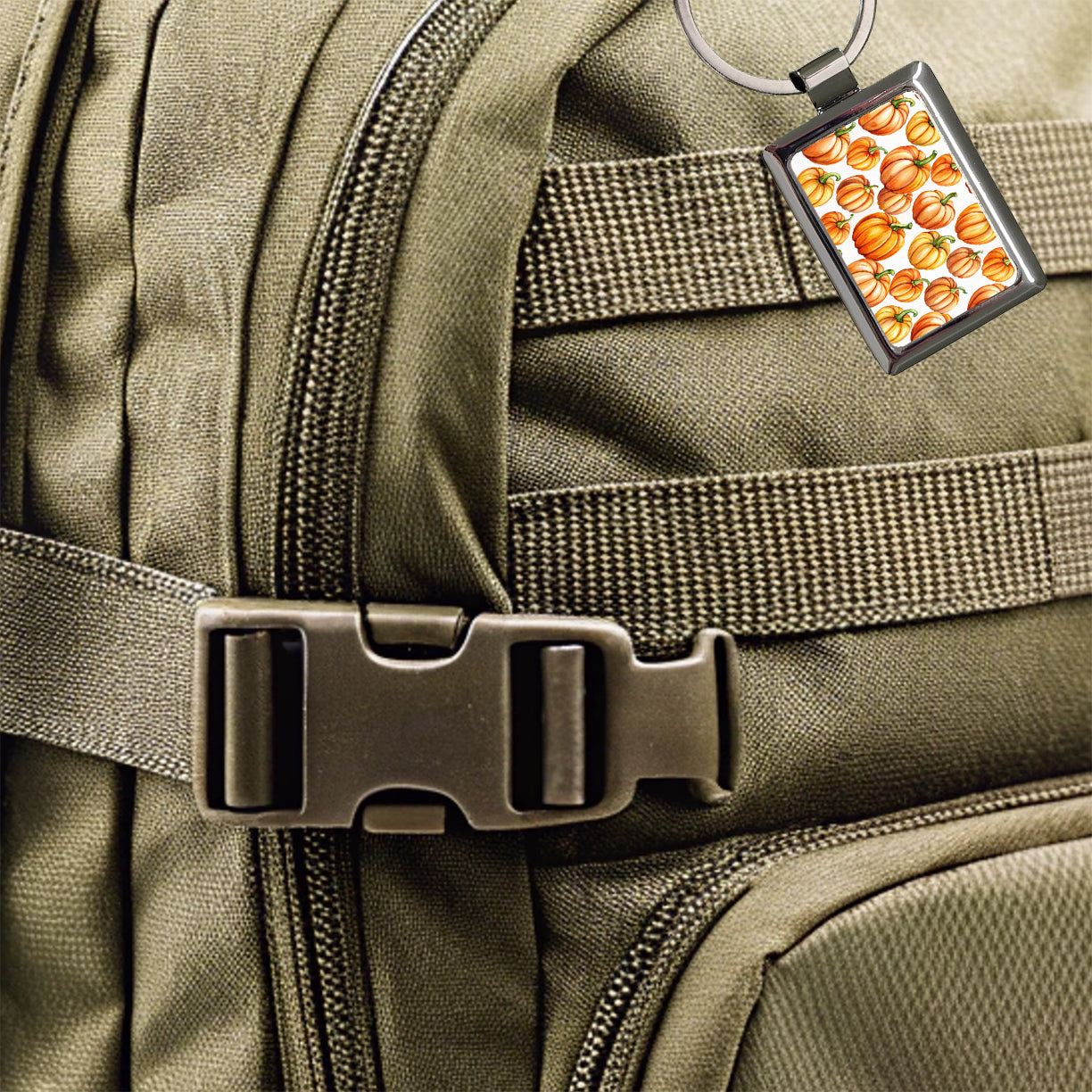 Lots Of Orange Pumpkins Fall Autumn Halloween Rectangle Metal Keychain