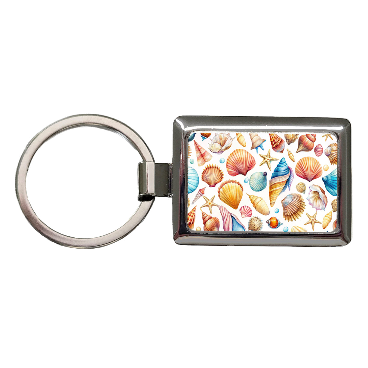 Lots Of Shells Beach Ocean Rectangle Metal Keychain