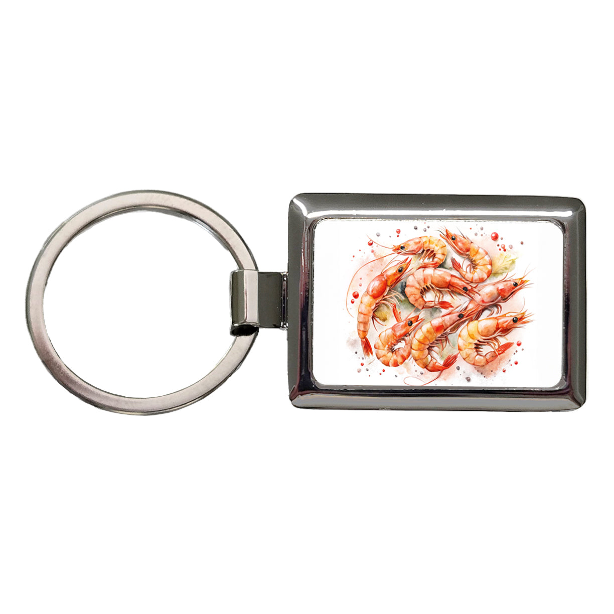 Lots Of Shrimp Rectangle Metal Keychain