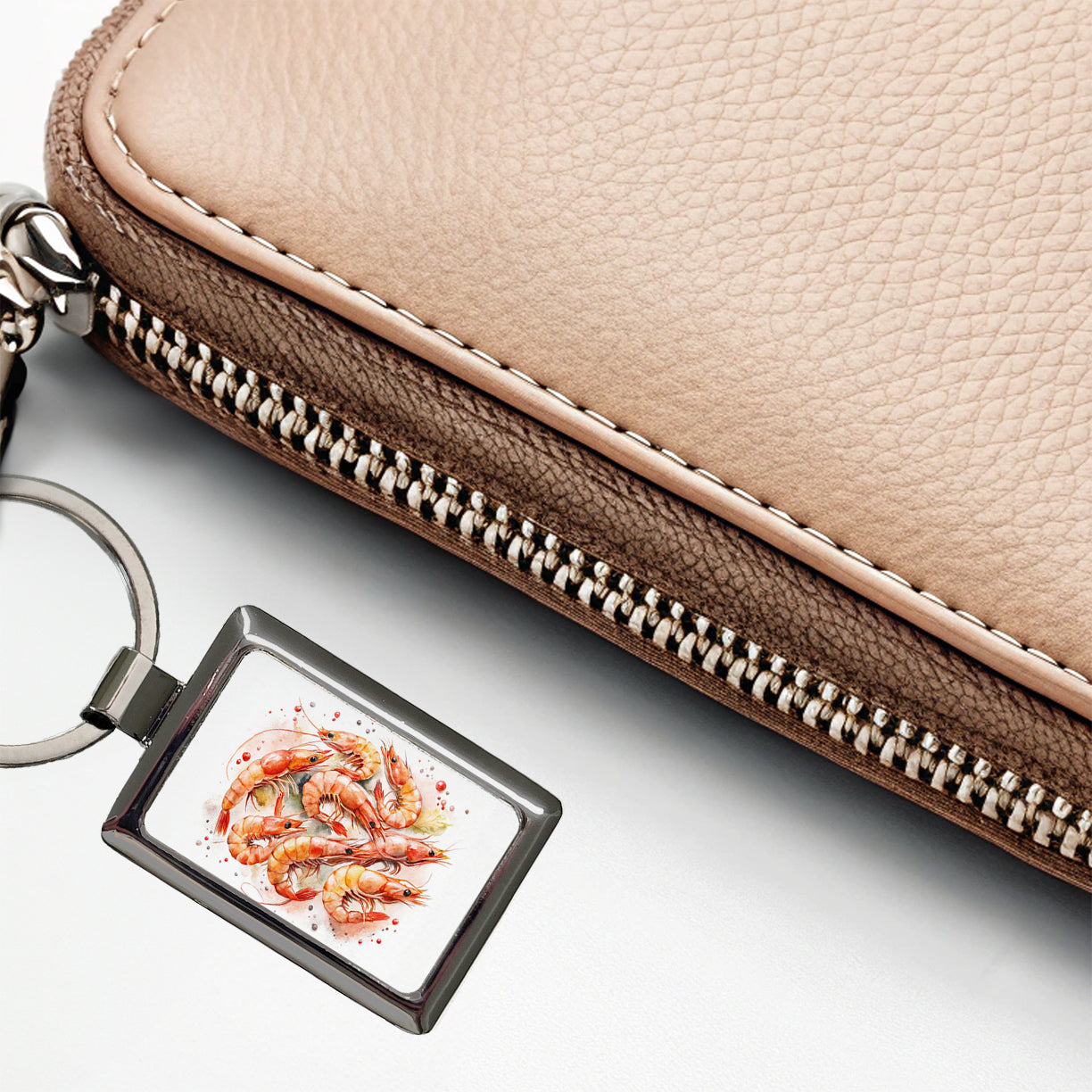 Lots Of Shrimp Rectangle Metal Keychain