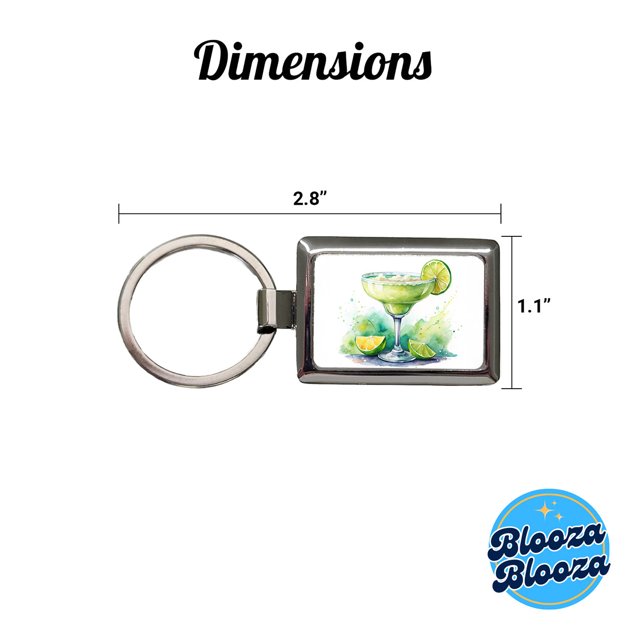 Margarita Green Drink Alcohol Rectangle Metal Keychain